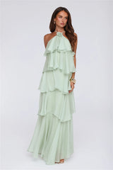 Dreamy Rosette Halter Maxi Dress Mint