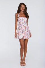 Sunbeam Glow Satin Halter Mini Dress Pink