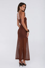 Chic Society Knit Maxi Dress Brown