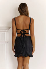 Effortless Bloom Lace Mini Dress Black