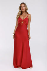 Twilight Luxe Hour Satin Maxi Dress Red