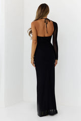 After Dark Luxury One Shoulder Maxi Dress Black
