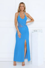 Radiance Mode Halter Maxi Dress Blue
