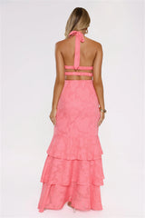 Take The Chance Halter Maxi Dress Coral