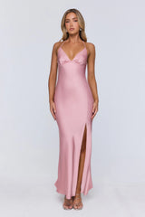 Stay Polished Satin Maxi Dress Pink
