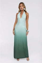 Pretty Feels Right Halter Mesh Maxi Dress Green