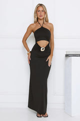 Evening Standards Halter Maxi Dress Black