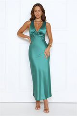 Best Yet Satin Maxi Dress Emerald