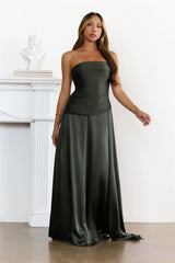 Sugar Cubes Strapless Maxi Dress Olive