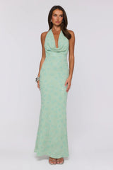 Bling It Babe Beaded Halter Maxi Dress Sage