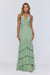 Pretty Moodboard Halter Maxi Dress Sage
