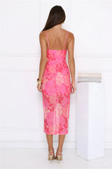 Seashore Mesh Midi Dress Pink