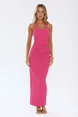 Essential Edit Halter Maxi Dress Hot Pink