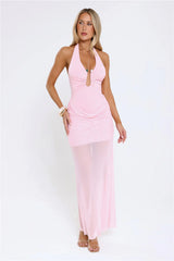 Luxe Legacy Halter Maxi Dress Pink