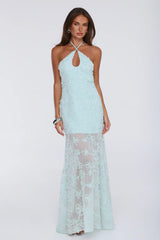 Enchanted Aura Halter Maxi Dress Sage