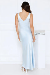 Lush Aurora Satin Maxi Dress Blue