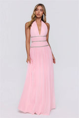 Summer Sparkle Halter Maxi Dress Pink