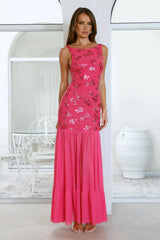 Champagne Secrets Embellished Maxi Dress Pink