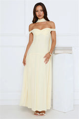 The Style Spotlight Off Shoulder Maxi Dress Yellow