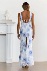 Secret Rendezvous Embroidered Maxi Dress Blue