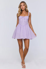 Sunny Orchard Embroidered Mini Dress Lilac