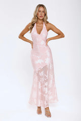 Pretty Upgrade Halter Maxi Dress Pink