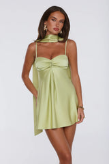 Diva Energy Satin Mini Dress Lime