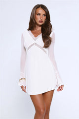 Flash Flair Long Sleeve Mini Dress White