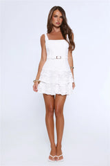 Smitten Season Embroidered Mini Dress White