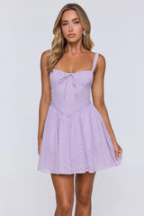 Sunny Orchard Embroidered Mini Dress Lilac