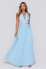 Summer Sparkle Halter Maxi Dress Blue