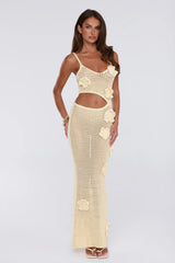 Nights On Island Knit Maxi Dress Yellow