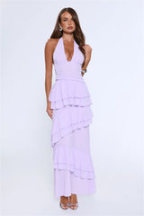 Power Glow Halter Maxi Dress Lilac