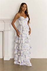 Dreamy Floral Corset Tiered Maxi Dress White