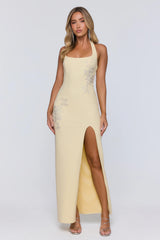 Too Hot To Miss Halter Maxi Dress Yellow