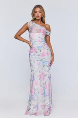 Soft Launch Energy Mesh Off Shoulder Maxi Dress Floral