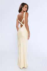 Life’s A Movie Satin Maxi Dress Yellow
