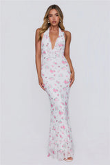 Little Luxe Halter Maxi Dress White