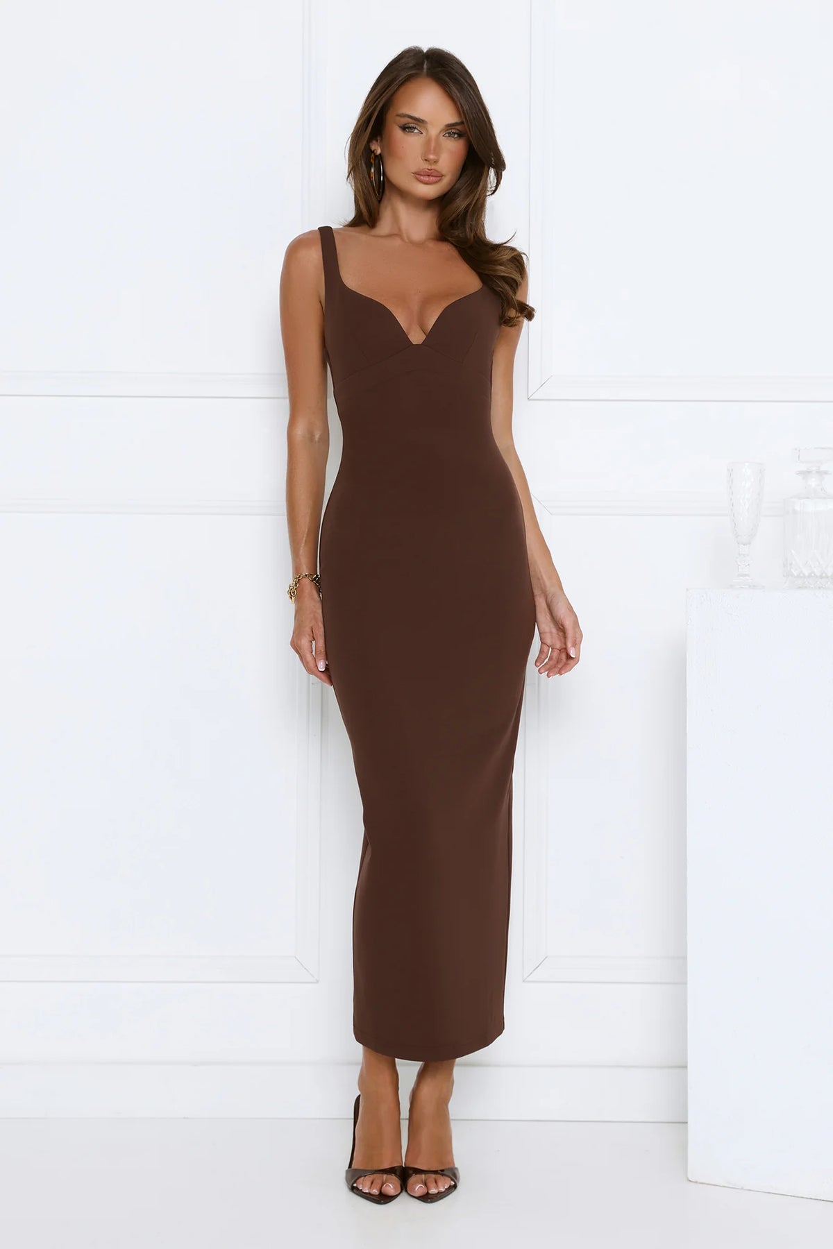 Imperial Glow Maxi Dress Chocolate