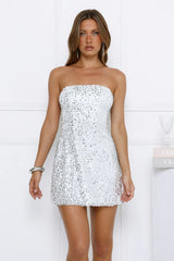 Moonlight Shine Mini Dress Silver