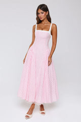Vintage Vows Gingham Maxi Dress Blush