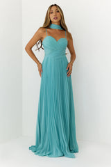 Sweetheart Pleated Scarf Maxi Dress Mint