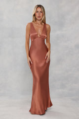 The Isabeau Satin Maxi Dress Bronze