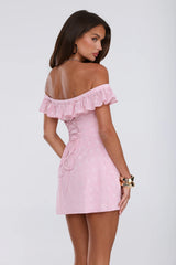 Darling Pop Off Shoulder Mini Dress Pink