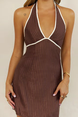Charm Effect Halter Mini Dress Brown