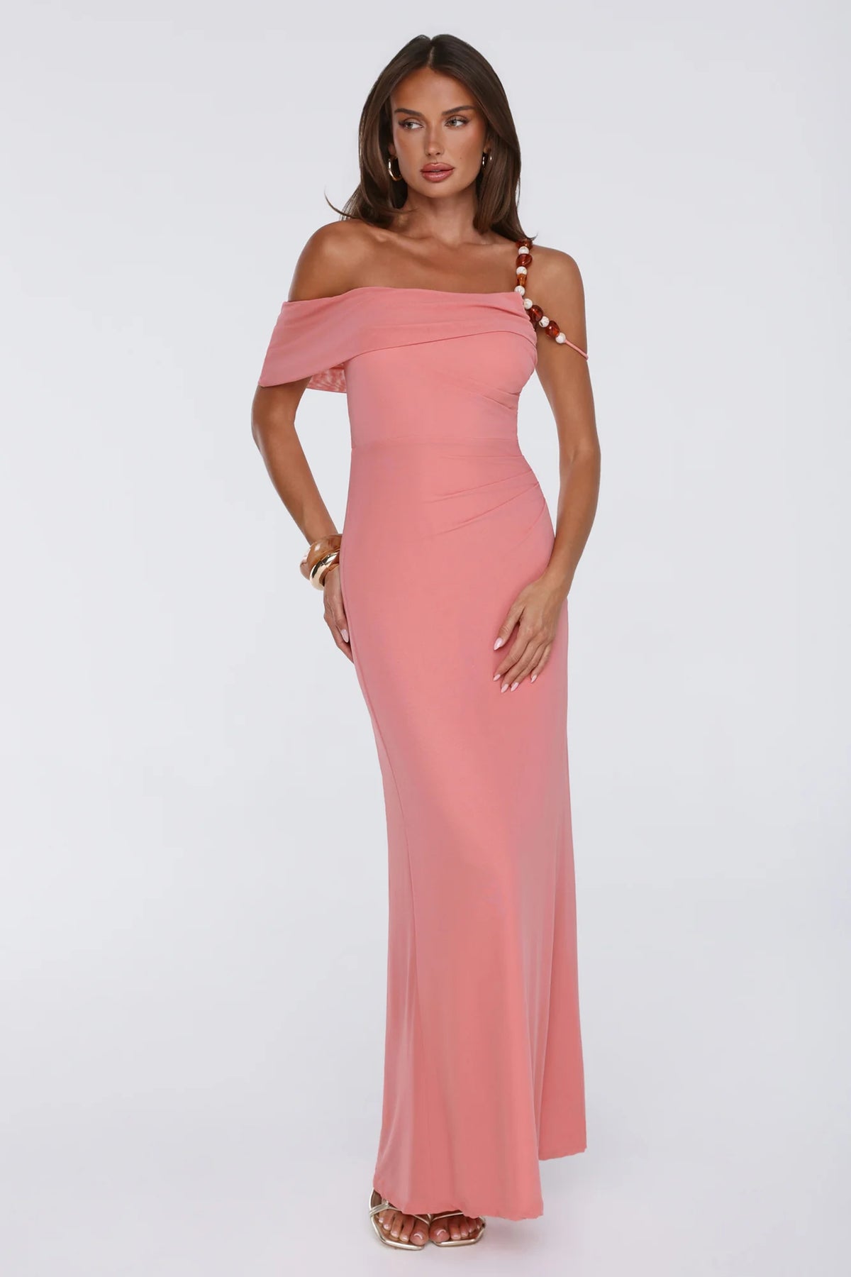 Yours In Summer Mesh Maxi Dress Peach