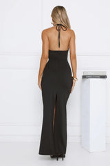 Evening Standards Halter Maxi Dress Black