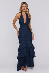Take The Chance Halter Maxi Dress Navy