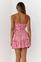 Desert Bloom Strapless Mini Dress Rose