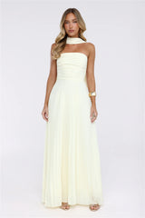 Sugar Babe Strapless Pleated Maxi Dress Yellow